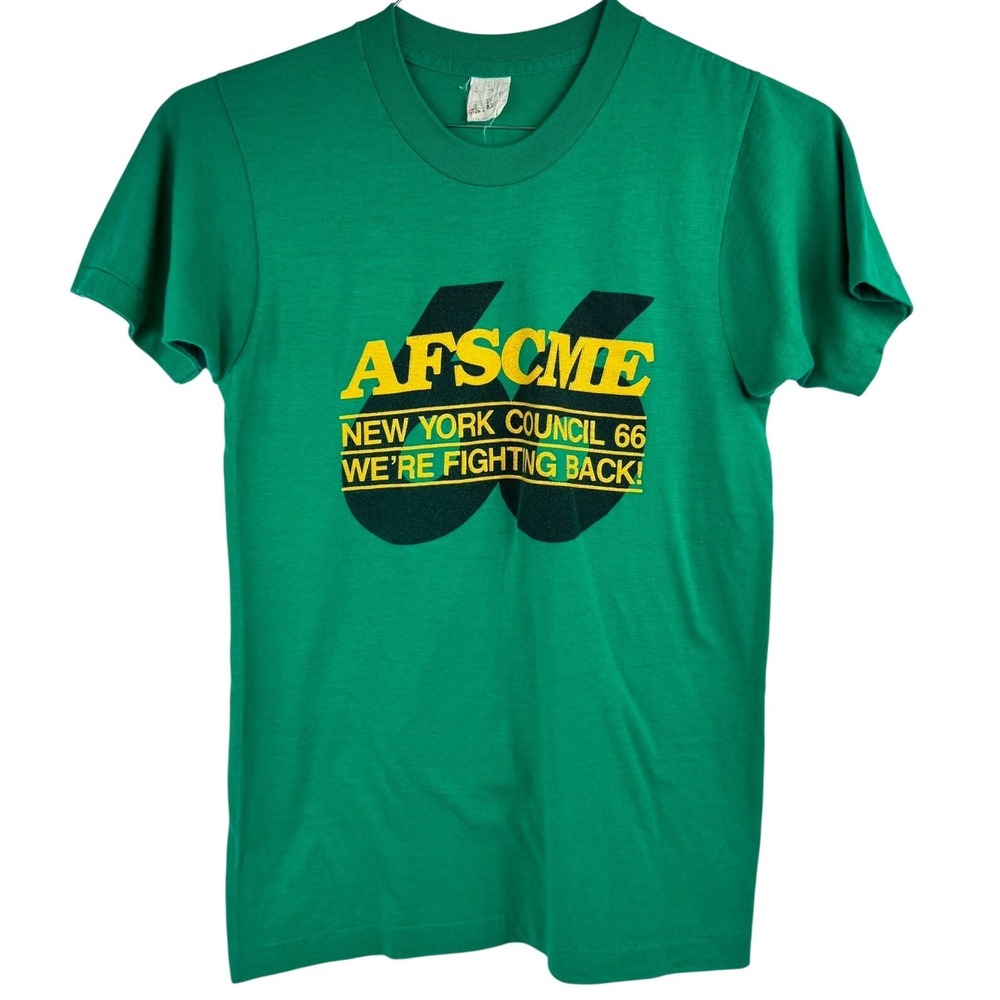 Vintage Screen Stars Single Stitch‎ Trade Union 66 T-Shirt AFSCME NY 33" Chest